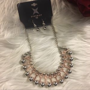 🛍Rose gold and silver necklace and earring set🛍